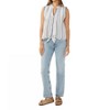 Women's Yarn-dyed Button-down Tie Front Tank Top - LOVESTITCH - 4 of 4