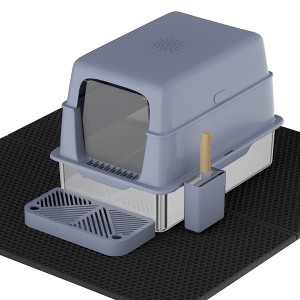 Stainless Steel Cat Litter Box with Lid and Scoop - 1 of 4