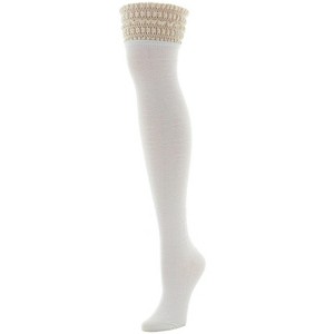 Memoi Women's Romance Rounds Over The Knee Socks White One Size - 1 of 1