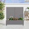 Lirago 4 ft. H x 4 ft. W Metal Planter Box privacy screen Garden Bed with Trellis and Wheels - Gray - 3 of 4