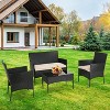 BestMassage Patio Furniture Set 4 Pieces with Glass Topped Coffee Table Cushions - 2 of 4