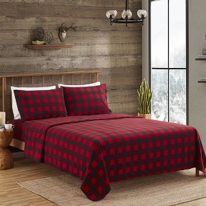 Buffalo Plaid Printed Extra Deep Pocket Flannel Sheet Set by Sweet Home Collection® - 1 of 4