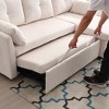 NicBex Velvet Sleeper Sectional Sofa,L-Shaped Couch with Reversible Storage Chaise for Living Room,Apartment,Office,Beige - 4 of 4