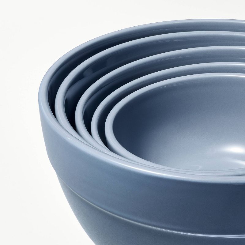 5pc Earthenware Ceramic Mixing Bowl Set - Figmint™, 4 of 10