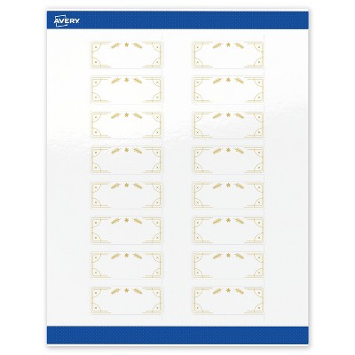 Avery Labels, 1" x 2-5/8", Gold-White Christmas Trees, Glossy, 160