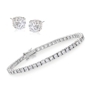 Ross-Simons 8.00 ct. t.w. CZ Tennis Bracelet With Free 1.50 ct. t.w. CZ Stud Earrings in Sterling Silver - 1 of 4