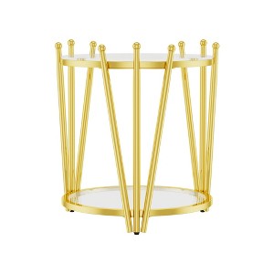 Dolonm Modern Luxury Gold End Table for Living Room, Round 8mm Black Tempered Glass Sofa Side Table - 1 of 4