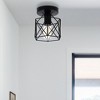 DORESshop 6 in. 1-Light Black Industrial Semi-Flush Mount Ceiling Light with Metal Cage Shade for Porch Hallway - 4 of 4