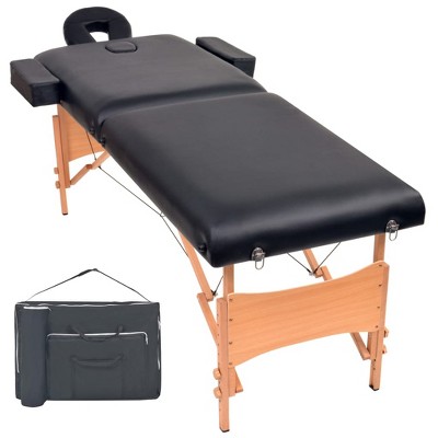 vidaXL 2-Zone Folding Massage Table 3.9 in. Thick Black