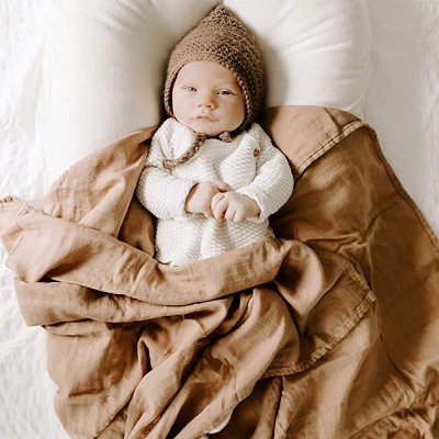 Image of Simka Rose Muslin Swaddle Baby Blanket, Clay