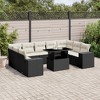 vidaXL 10 Piece Patio Sofa Set with Cushions Black Poly Rattan - Black and Cream without storage - 2 of 4