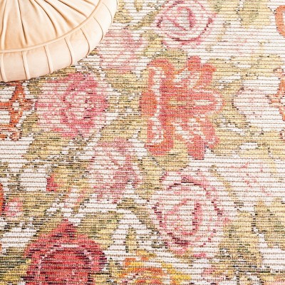 Ivory and Sage Rust Floral Synthetic 8' x 10' Area Rug