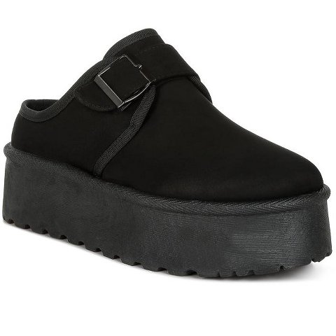 Обувь London Rag Womens Mayfield Buckle Strap Fur Platform Classic Slip-On 8
