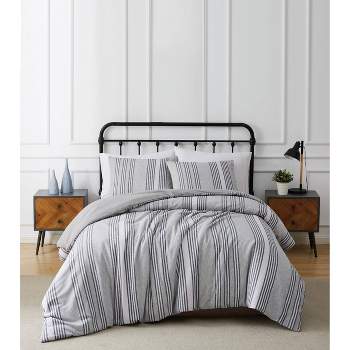Kiel Stripe Flannel Comforter Set Gray - Truly Soft