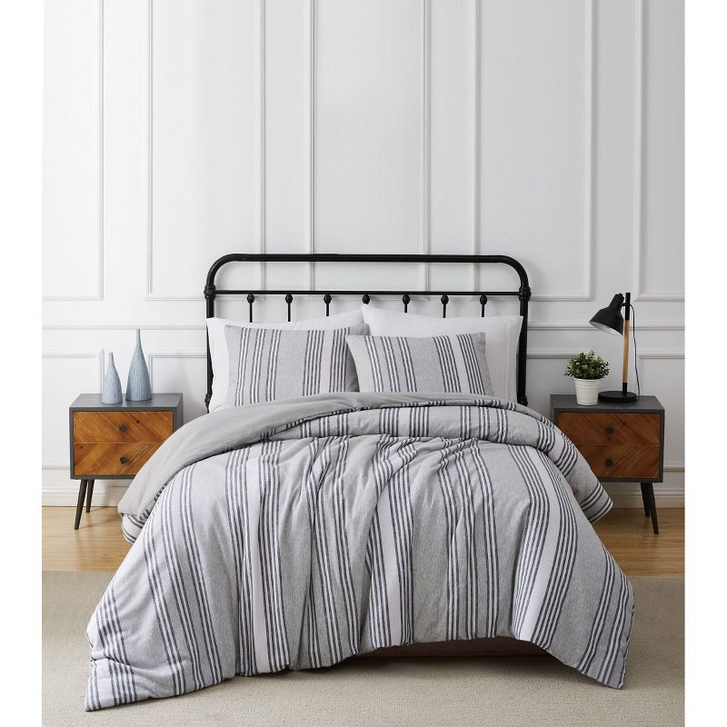 Kiel Stripe Flannel Comforter Set Gray - Truly Soft, 1 of 7
