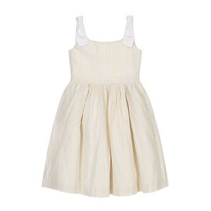 Hope & Henry Girls' Linen Bow Shoulder Dress, Sunlit Stripe, 2T