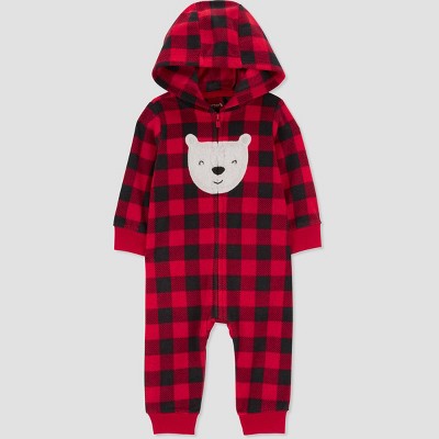 Image of Carter's Just One You®️ Baby Plaid Bear Romper - Red Newborn