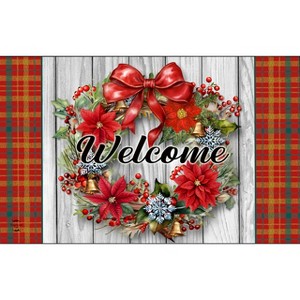 Briarwood Lane Christmas Doormat 30x18 Indoor Outdoor Holiday Poinsettia Wreath For Christmas Doormat - 1 of 4