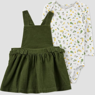 Image of Baby Girls' Floral Skirtall Top & Bottom Set - Just One You® made by carter's Olive 3M