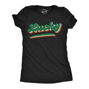 Womens Funny T Shirts Lucky Glitter Sarcastic St Patricks Day Graphic Novelty Tee For Ladies - Crazy Dog Women's T Shirt for Saint Patrick's Day S - 1 of 4
