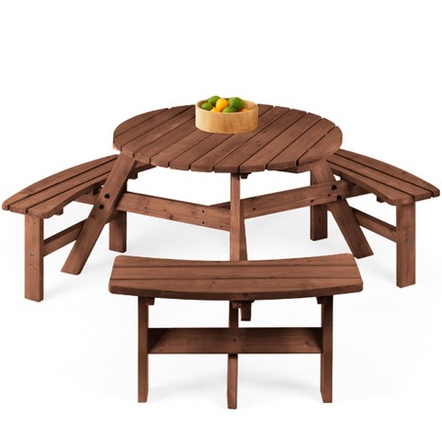 Best Choice Products 6 person Circular Outdoor Wooden Picnic Table