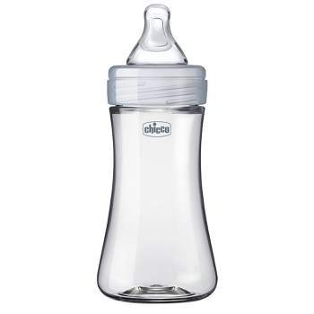 Chicco Duo Hybrid Baby Bottle with Invinci-Glass Inside/Plastic Outside with Slow Flow Anti-Colic Nipple 0 Months+ - Clear/Gray - 9oz