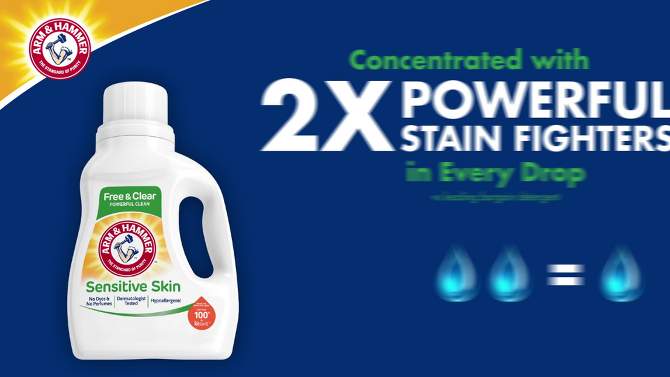 Arm &#38; Hammer Liquid Laundry Detergent for Sensitive Skin plus Skin-Friendly Fresh Scent - 105 fl oz, 2 of 10, play video