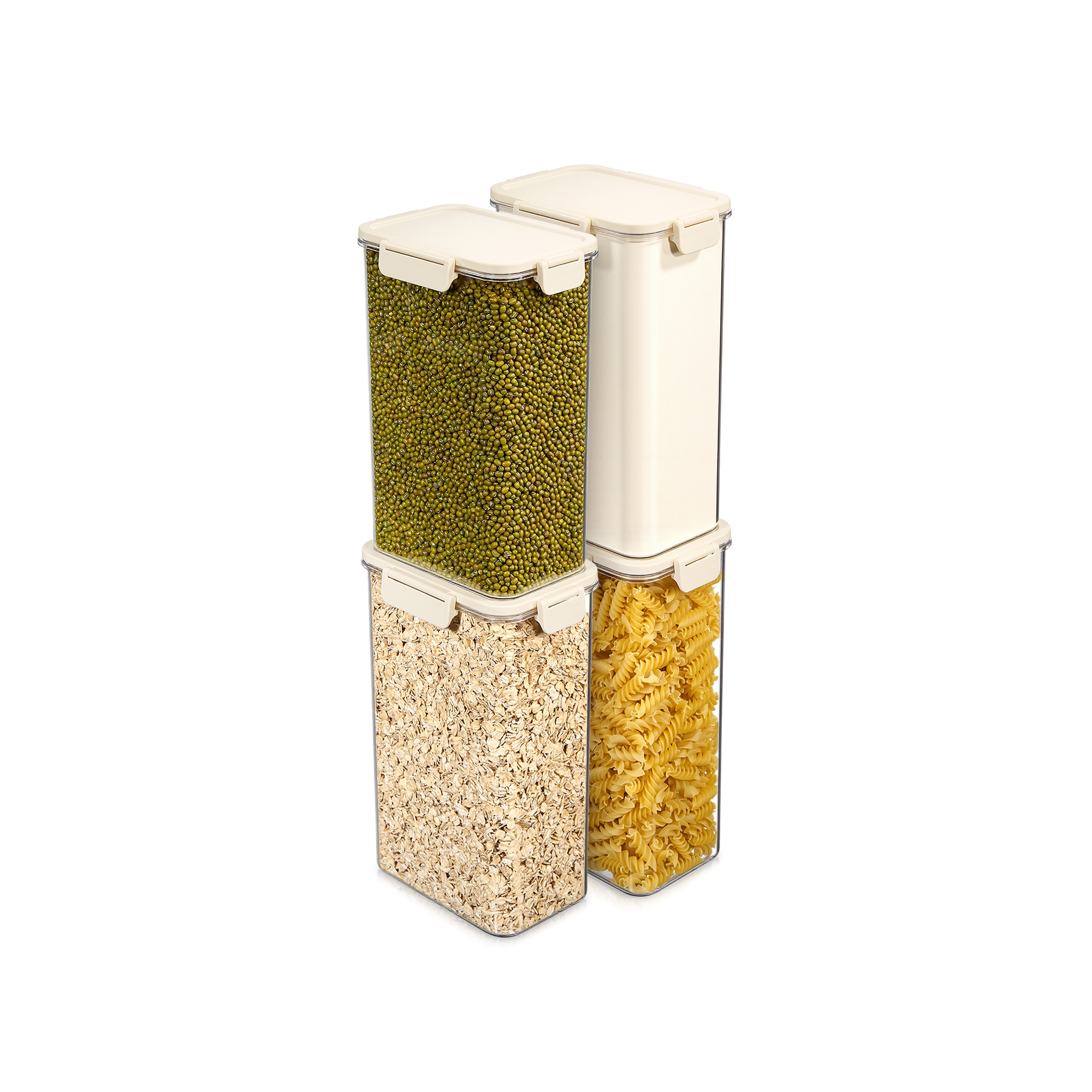 Sorbus 4 Pack Airtight Food Storage Container – Clear Stackable Canister for Pantry, Rice, Pasta, Cereal & Snacks