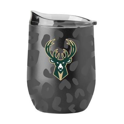 NBA Milwaukee Bucks 16oz Leopard Powder Coat Curved Beverage Can - Black