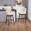 360 Degrees Swivel Bar Stool Set Of 2,Kitchen Chair With Footrest And Wood Legs,Linen Fabric Fixed Counter Height Chair-Cuddlewood - 2 of 4