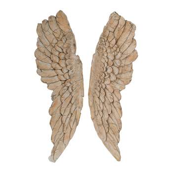 Wood Bird Carved Angel Wings Wall Decor Set Of 2 Gold - Olivia