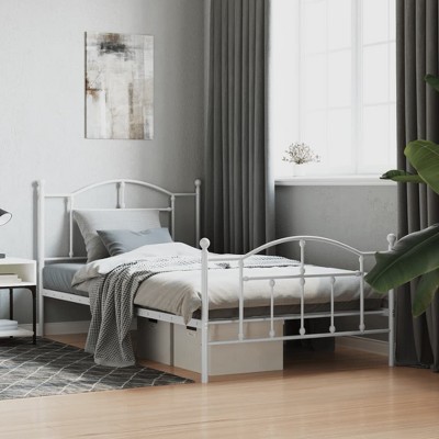 vidaXL Metal Bed Frame with Headboard Black 39.4 in.x74.8 in. Twin
