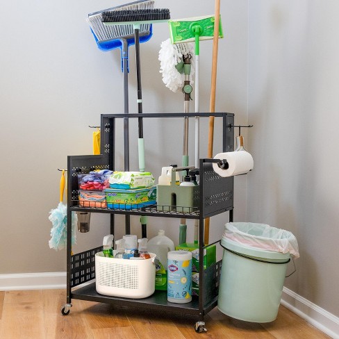 Teal Triangle The Everything Utility Cart With Pegboard & Bucket Rack ...