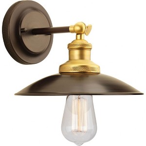 Progress Lighting Archives 1-Light Adjustable Swivel Wall Sconce, Antique Bronze, Natural Brass, Shade Included - 1 of 4
