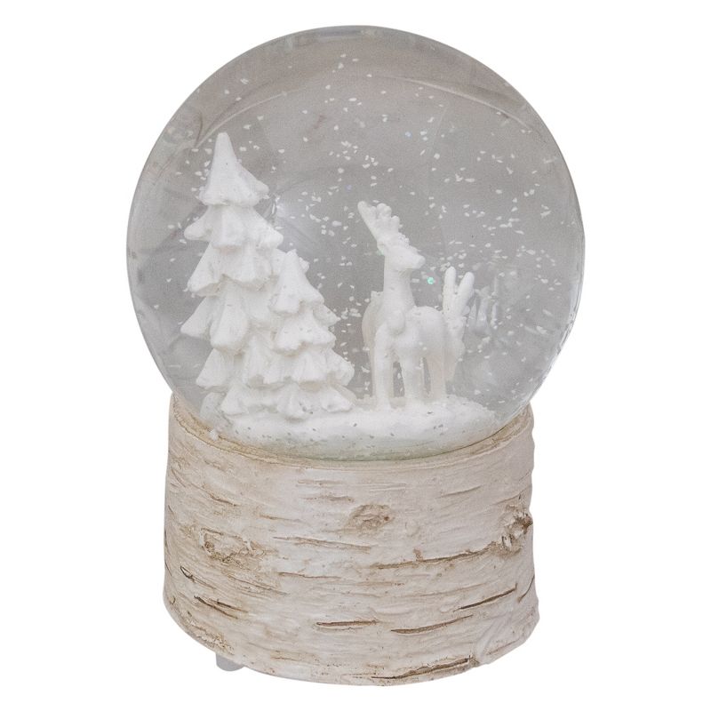 Northlight 5.5" White Reindeer Woodland Scene Musical Christmas Snow Globe, 2 of 5