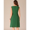 INSPIRE CHIC Women's Tie Waist Boat Neck Midi Sleeveless Work Dress - image 3 of 4