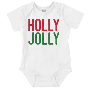 Christmas Saying Holly Jolly Xmas Baby Romper Boys or Girls Brisco Brands - 1 of 4