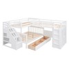 Twin-Twin Over Full L-Shaped Bunk Bed with 3 Drawers, Portable Desk, Wardrobe and Extra Storage for Bedroom, Gray/White/Espresso - ModernLuxe - 4 of 4