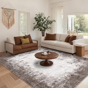 Washable Rug Modern Living Room Rug Non Slip,Soft Non Shedding Floor Covering, Low Pile Thin Foldable Mat for Bedroom Dining Room Nursery - 1 of 4