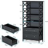 Tribesigns 2 Drawers Tall Narrow 5 Tier Bookshelf - 3 of 4