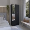 SEVOBAL Armoires Three Door Mirrored Armoire with Two Drawers Shelves and Hanging Rod for Bedroom and Closet Storage , Black, 19.7"*35.4"*71.1" - 2 of 4