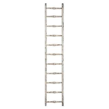 12.5"x69" Decorative Wood Ladder Distressed White - Storied Home