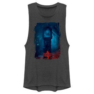 Juniors Womens Stranger Things Grandfather Clock Festival Muscle Tee - 1 of 4