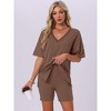 INSPIRE CHIC Women's Oversized V Neck Workout Tracksuit T-Shirts Tops with Biker Shorts Pajamas Lounge Set 2 Pcs - 2 of 4