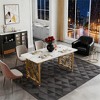 Gulches Modern Elegance Series Contemporary White Faux Marble 1in 48 in Gold Metal Trestle Base Dining Table Seats 4 - 2 of 4