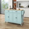 Rolling Kitchen Island Cart, with Wood Desktop, Cabinet and Drawers, Spice Rack, Towel Rack, Wine Rack, for Kitchen, Dining - 3 of 4