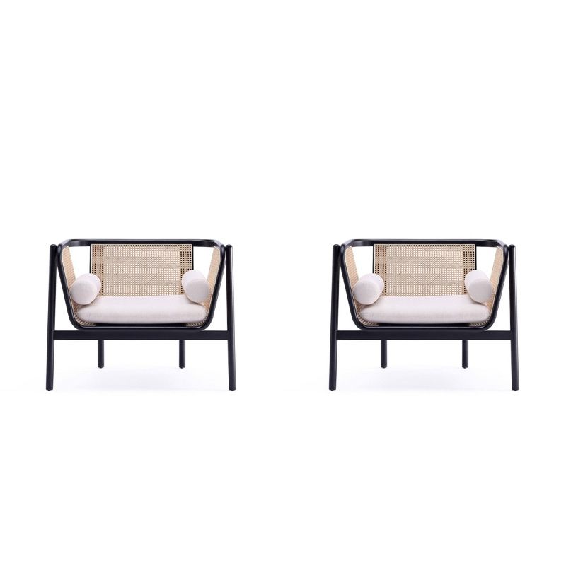 Set of 2 Versailles Accent Chairs Black/Cream - Manhattan Comfort, 1 of 13