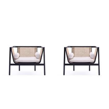 Set of 2 Versailles Accent Chairs Black/Cream - Manhattan Comfort