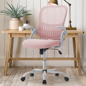 NicBex Adjustable Height Home Office Mesh Chairs with Adjustable Armrest and Universal Wheels for Work Study - 1 of 4