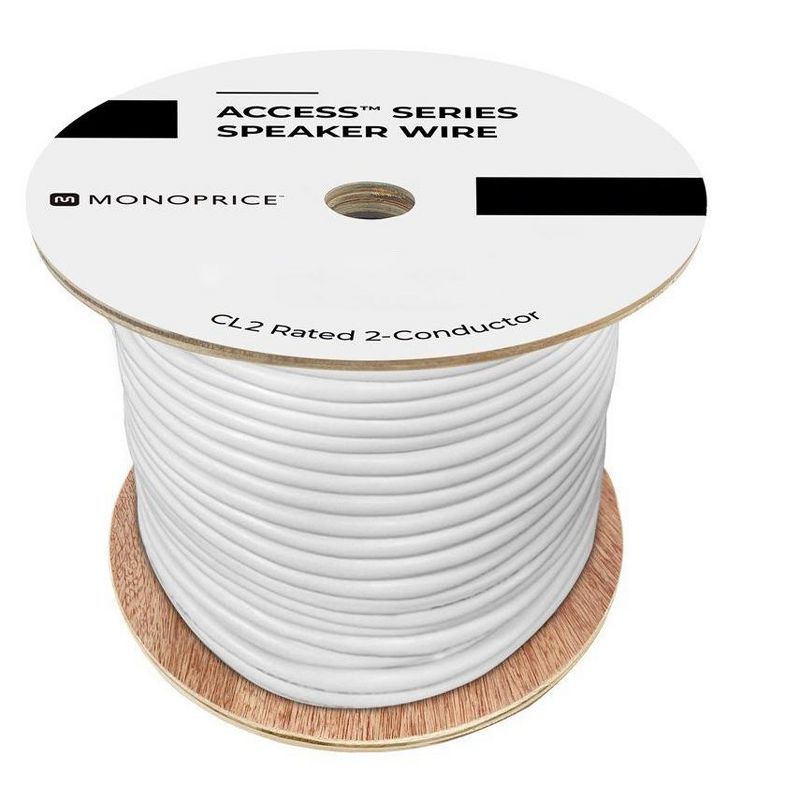 Monoprice Speaker Wire, CL2 Rated, 2-Conductor, 14AWG, 1000ft, White, 3 of 7